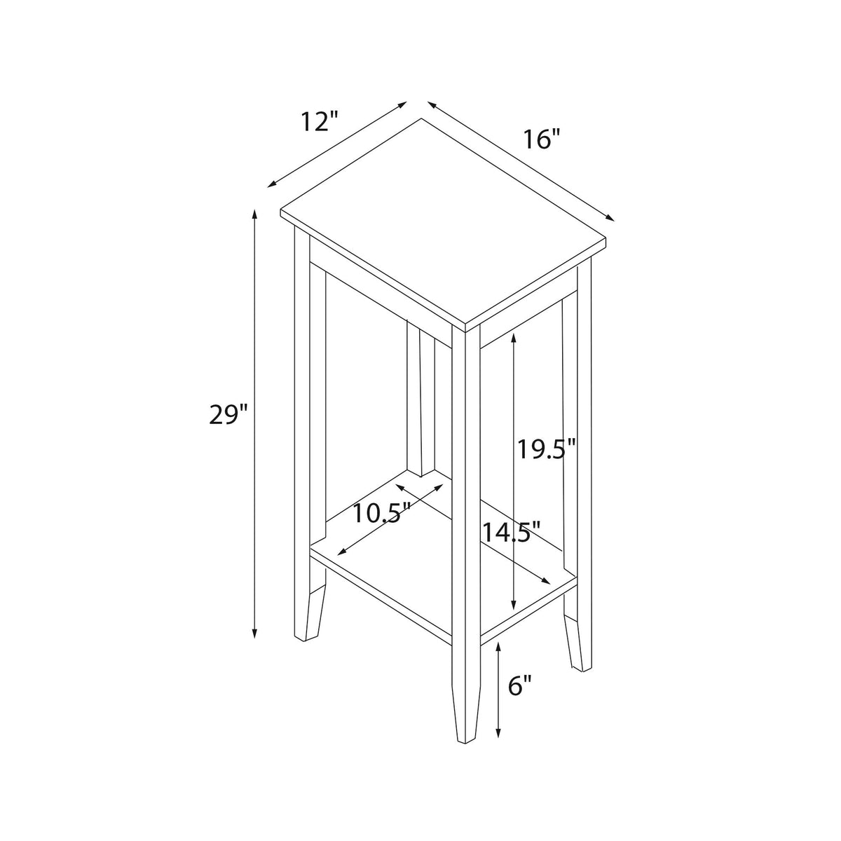 Rosewood Tall End Table Dhp Furniture