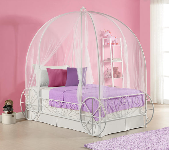 Carriage Metal Canopy Bed Frame - White - Twin