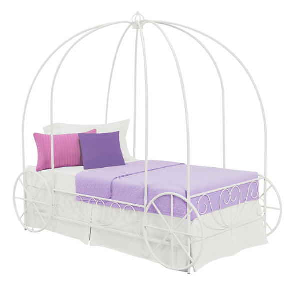 Carriage Metal Canopy Bed Frame - White - Twin