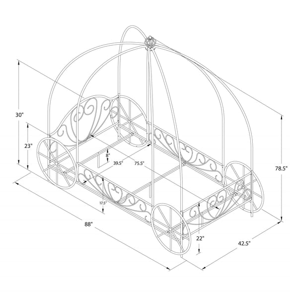 Carriage Metal Canopy Bed Frame - White - Twin