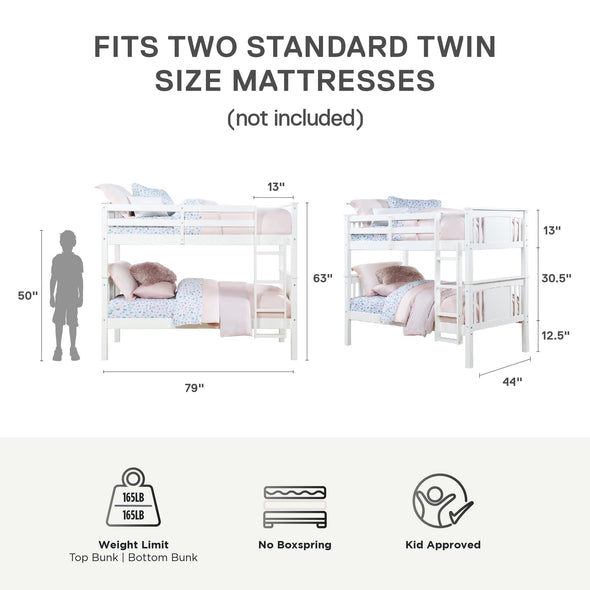 Dylan Wood Bunk Bed - White