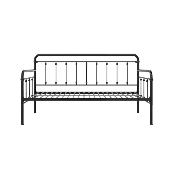 Locky Metal Daybed with Pop Up Trundle Bed - Black - Twin-Over-Twin