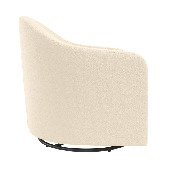 Gentle Swivel Curved Accent Chair - Ivory Boucle