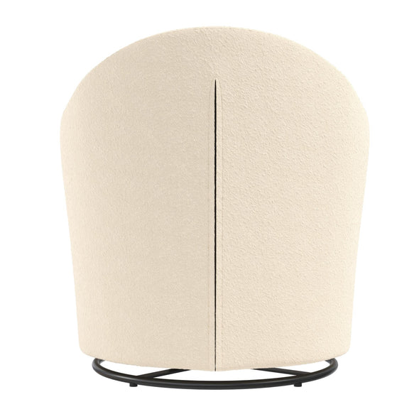 Gentle Swivel Curved Accent Chair - Ivory Boucle