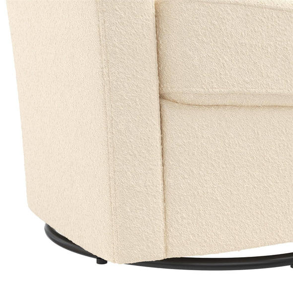 Gentle Swivel Curved Accent Chair - Ivory Boucle