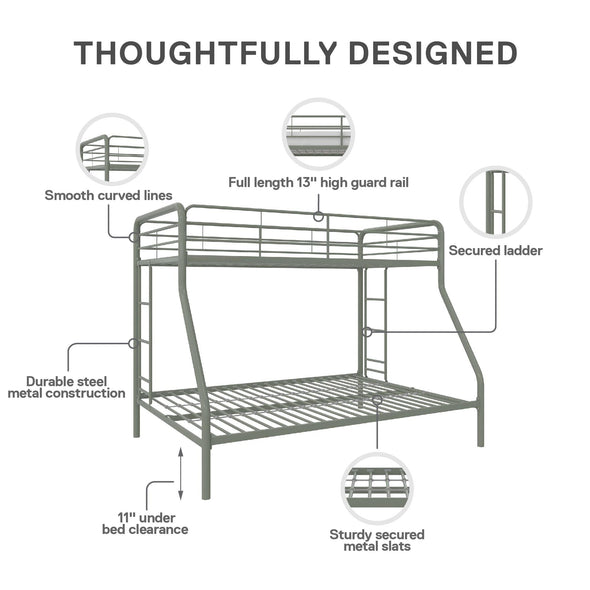 Dusty Metal Bunk Bed - Sage Green - Twin-Over-Full