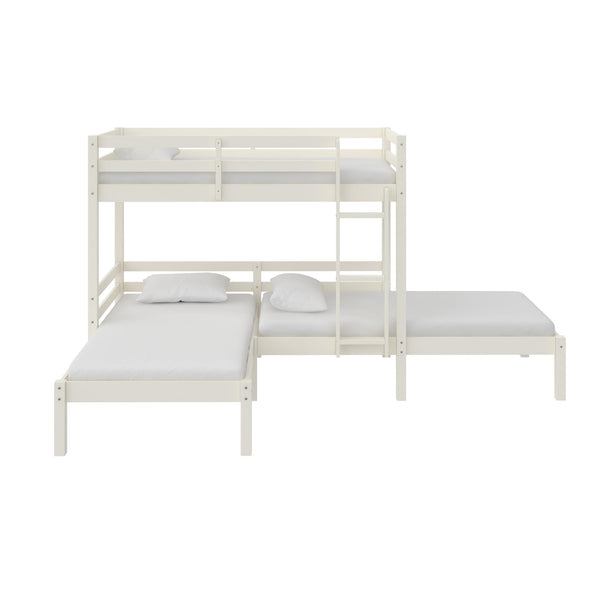 Casey Kids' L-Shaped Corner Triple Bunk Bed - White - Twin