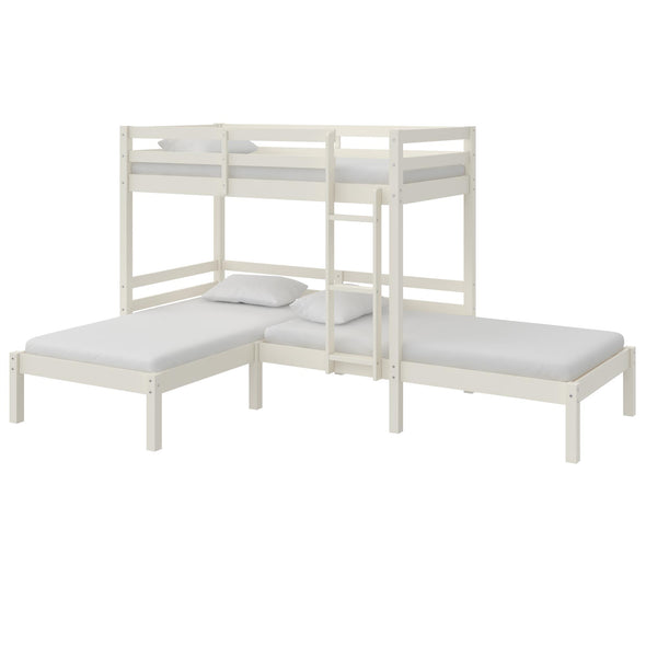 Casey Kids' L-Shaped Corner Triple Bunk Bed - White - Twin