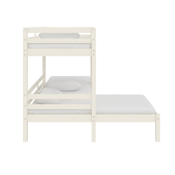 Casey Kids' L-Shaped Corner Triple Bunk Bed - White - Twin