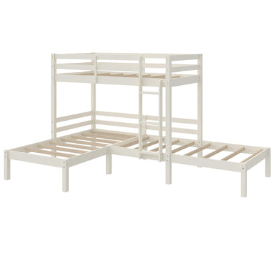 Casey Kids' L-Shaped Corner Triple Bunk Bed - White - Twin