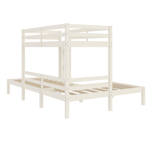 Casey Kids' L-Shaped Corner Triple Bunk Bed - White - Twin