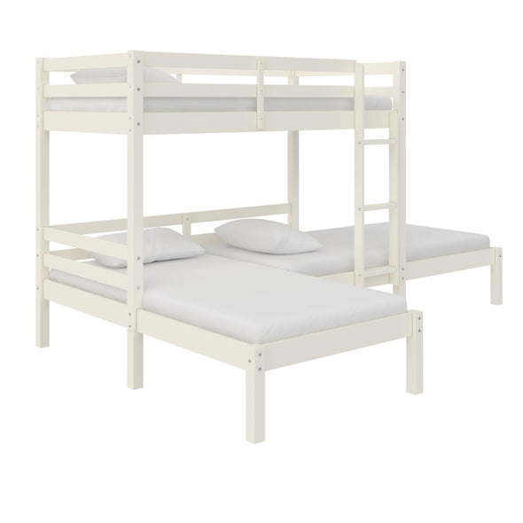 Casey Kids' L-Shaped Corner Triple Bunk Bed - White - Twin