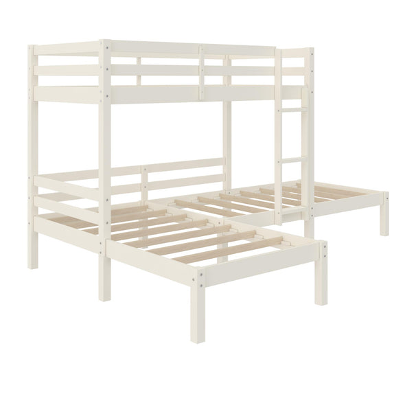 Casey Kids' L-Shaped Corner Triple Bunk Bed - White - Twin