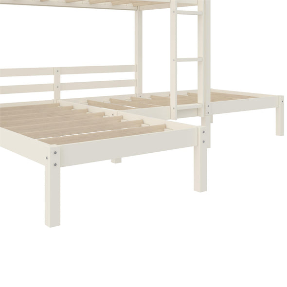 Casey Kids' L-Shaped Corner Triple Bunk Bed - White - Twin