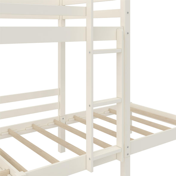 Casey Kids' L-Shaped Corner Triple Bunk Bed - White - Twin