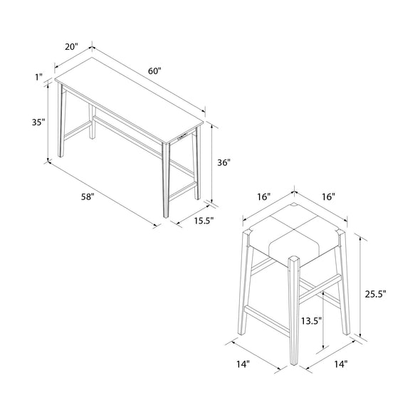 Dallon Sofa Table with 3 Stools and USB Charger - Blonde Oak