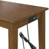 Dallon Sofa Table with 3 Stools and USB Charger - Blonde Oak