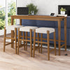 Dallon Sofa Table with 3 Stools and USB Charger - Blonde Oak