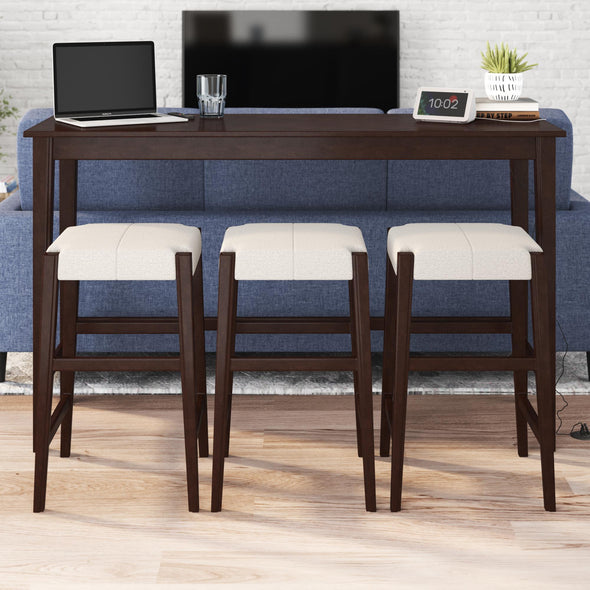 Dallon Sofa Table with 3 Stools and USB Charger - Espresso