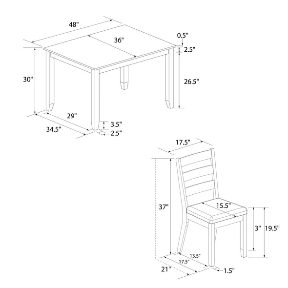 Reila 5-Piece Wood Dining Room Table Set for 4 - White