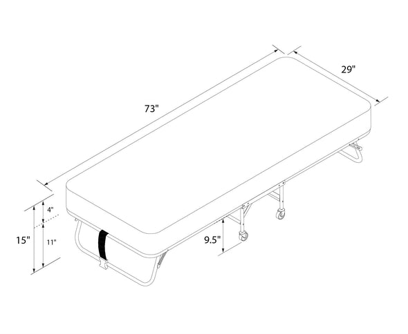 Folding Guest Bed with 4 Inch Mattress - Black - Twin