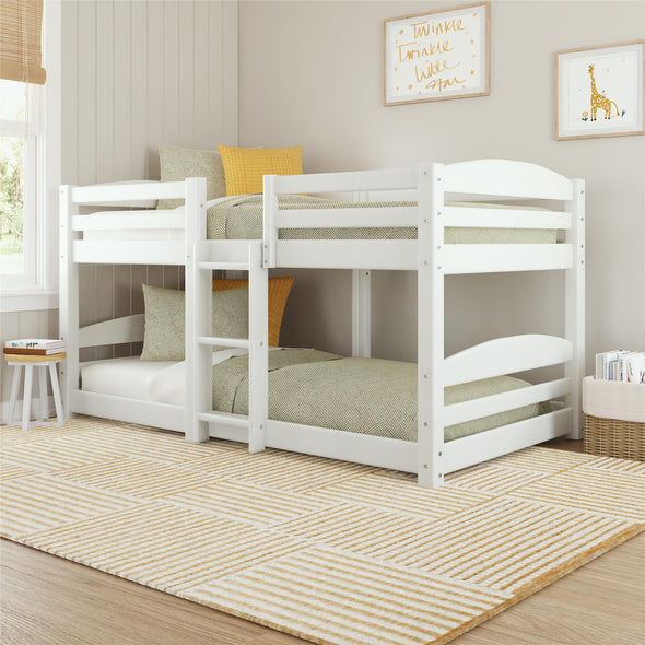 Birley Low Wood Bunk Bed for Kids - White - Twin-Over-Twin