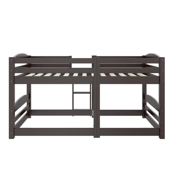 Birley Low Wood Bunk Bed for Kids - Espresso - Twin-Over-Twin