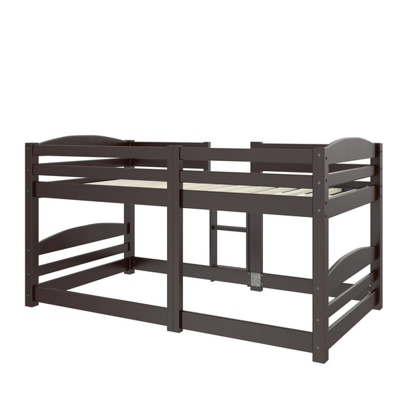 Birley Low Wood Bunk Bed for Kids - Espresso - Twin-Over-Twin