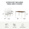 Reila 5-Piece Wood Dining Room Table Set for 4 - White