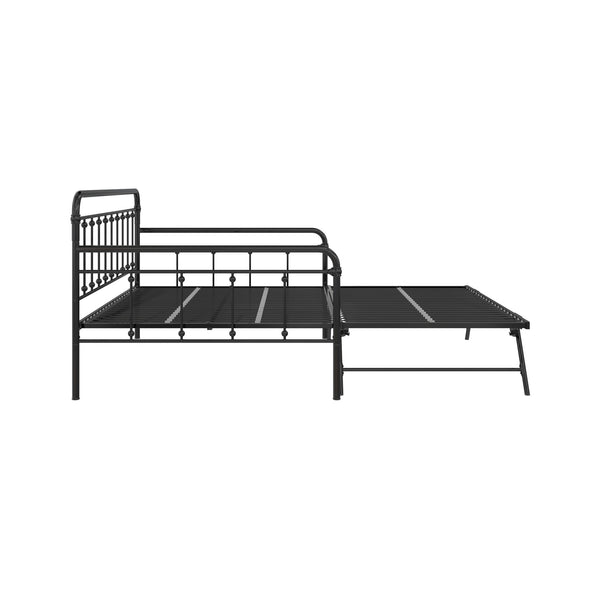 Locky Metal Daybed with Pop Up Trundle Bed - Black - Full