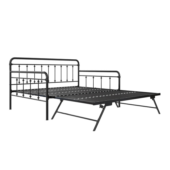 Locky Metal Daybed with Pop Up Trundle Bed - Black - Full