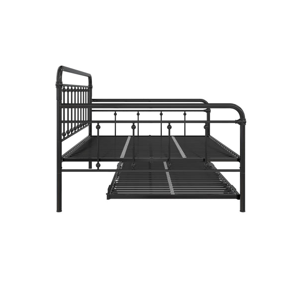 Locky Metal Daybed with Pop Up Trundle Bed - Black - Full