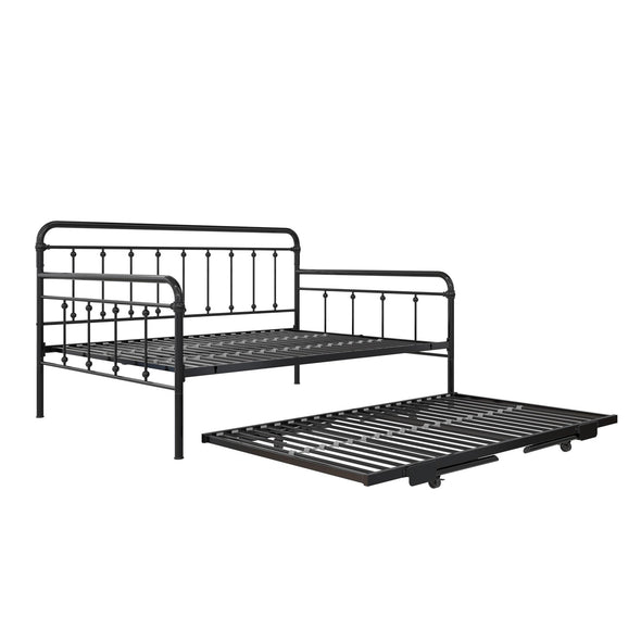 Locky Metal Daybed with Pop Up Trundle Bed - Black - Full