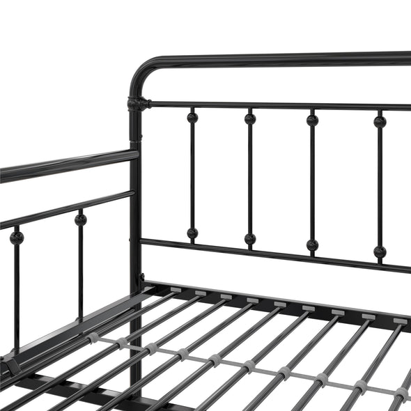 Locky Metal Daybed with Pop Up Trundle Bed - Black - Full