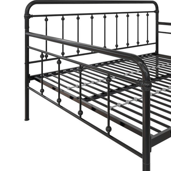 Locky Metal Daybed with Pop Up Trundle Bed - Black - Full