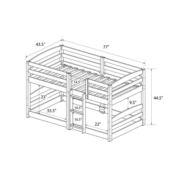 Birley Low Wood Bunk Bed for Kids - Espresso - Twin-Over-Twin