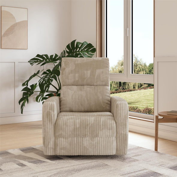 Lukas Swivel Recliner Chair - Cream - 1-Seater