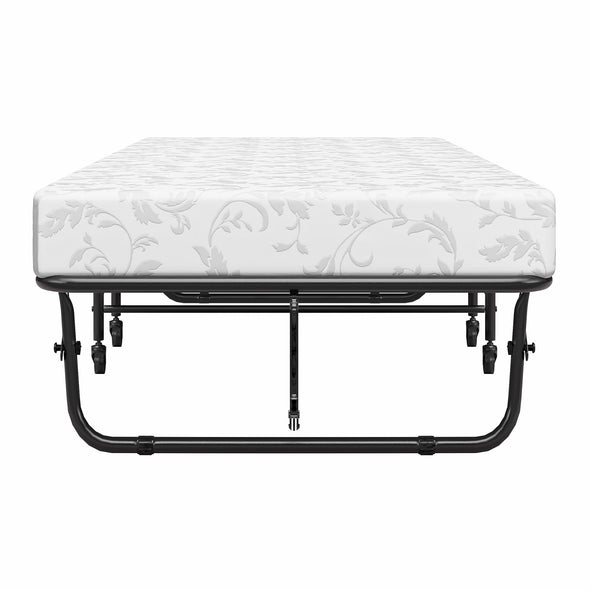 Folding Guest Bed with 4 Inch Mattress - Black - Twin