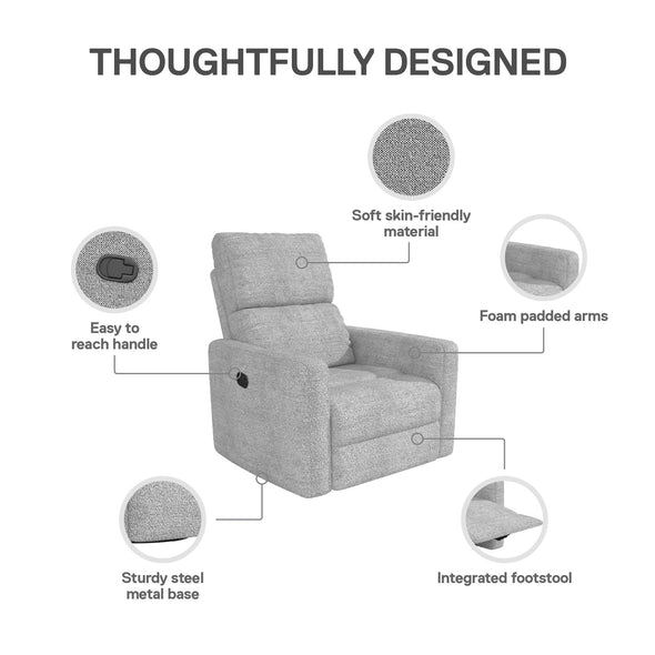 Lukas Swivel Recliner Chair - Light Gray - 1-Seater