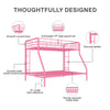 Dusty Metal Bunk Bed - Pink - Twin-Over-Full