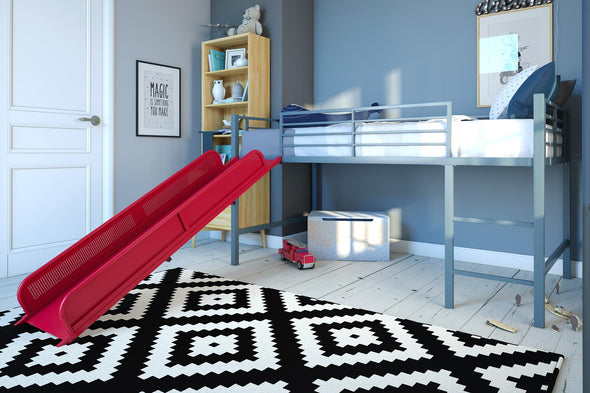 Laurie Junior Loft Bed - Silver / Red - Twin