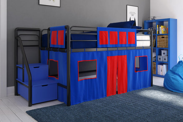 Blue Curtain Set for Junior Loft Bed - Blue