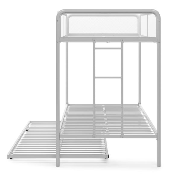 Isaiah Metal Bunk Bed with Trundle - White - Twin-Over-Twin