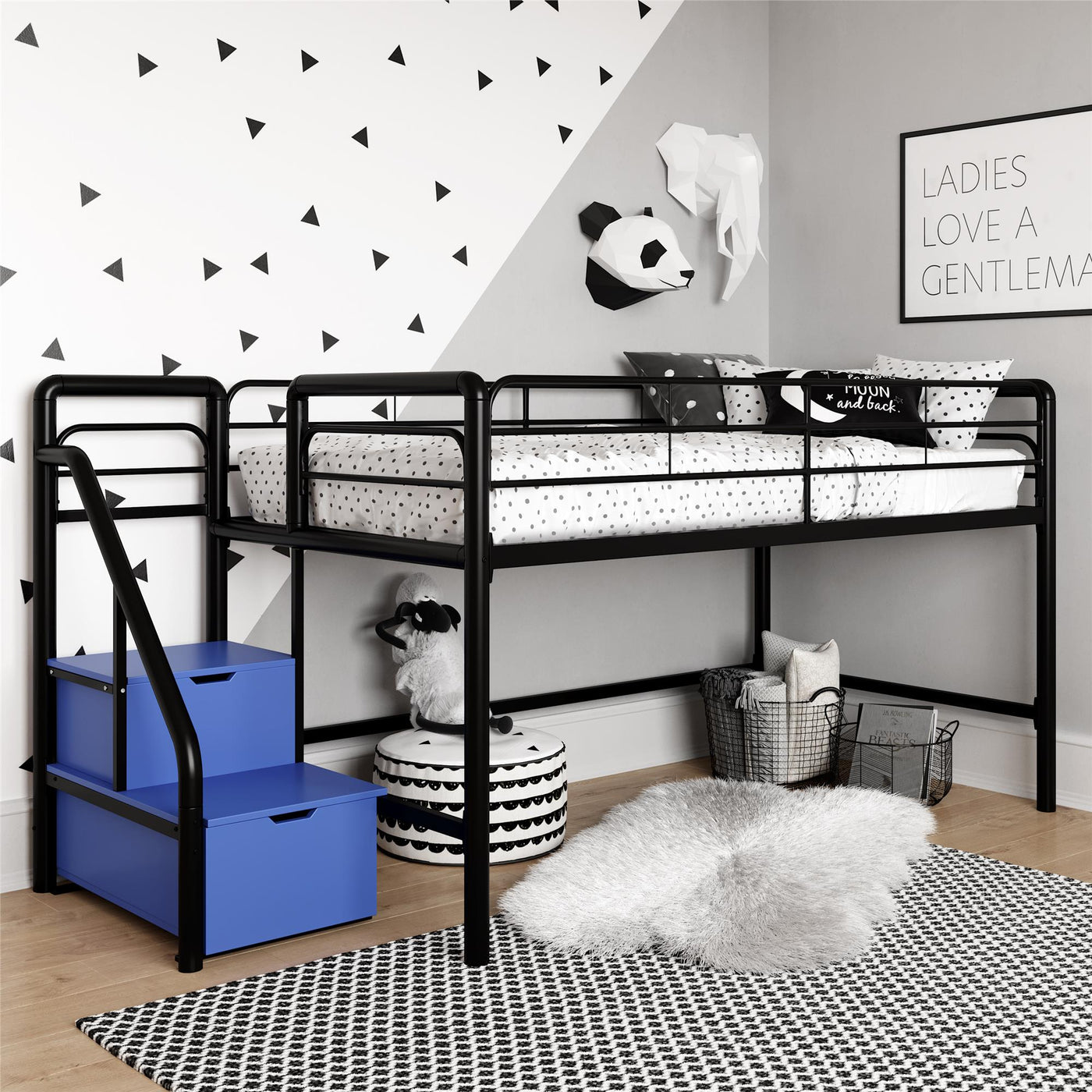 Dhp junior twin metal loft orders bed with storage steps assembly