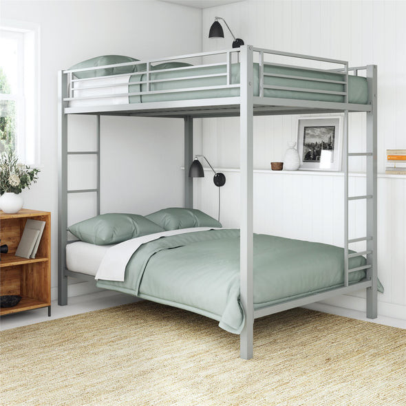 Sydney Metal Bunk Bed - Silver - Full-Over-Full