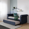 DHP Sophia Upholstered Daybed and Trundle, Navy Linen - Navy - Twin