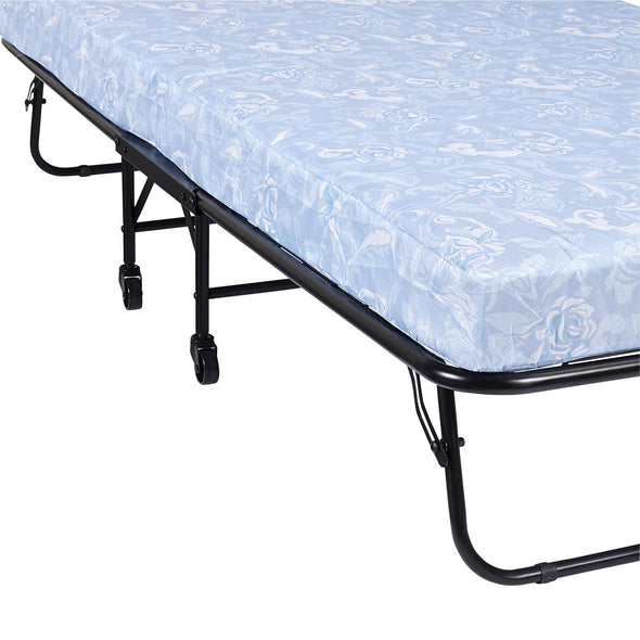 Folding Metal Guest Bed with 5" Mattress - Black - Twin