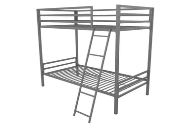 Novogratz Maxwell Twin/Twin Metal Bunk Bed - Gray - Twin-Over-Twin