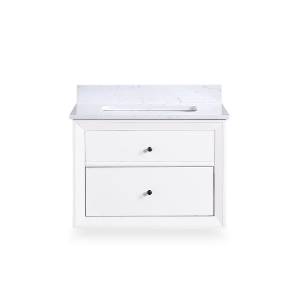 DHP Tribecca 30 Inch Floating Wall Mounted Bathroom Vanity with Sink, White  